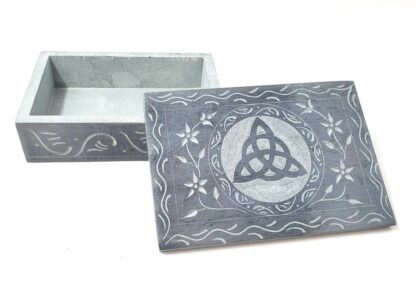 Triquetra Carved Soapstone Box 4" x 6"